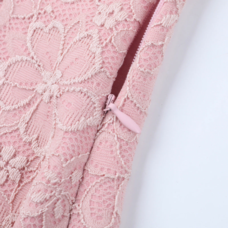 Blush Lace Halter Jumpsuit with Draped Waist - Your Chic Holiday & Party Statement