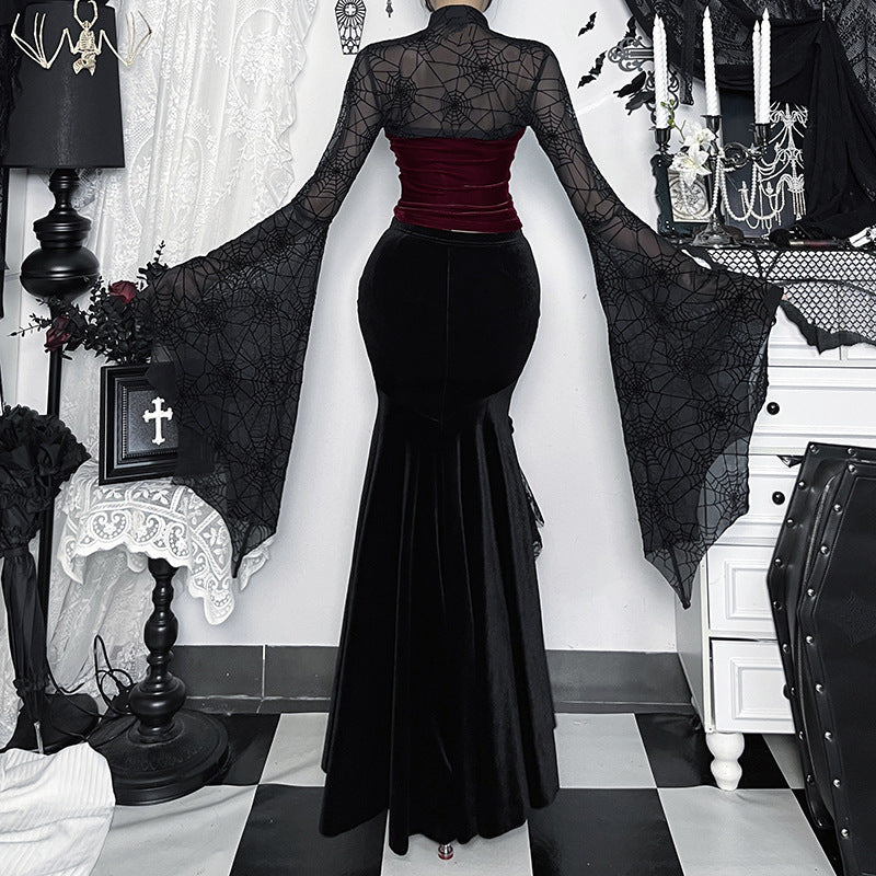 Dramatic Gothic Spiderweb Mesh Bolero Shrug Top - Halloween & Vampire Queen Style