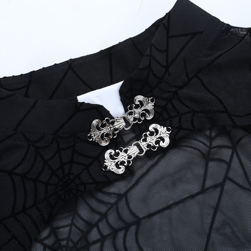 Dramatic Gothic Spiderweb Mesh Bolero Shrug Top - Halloween & Vampire Queen Style