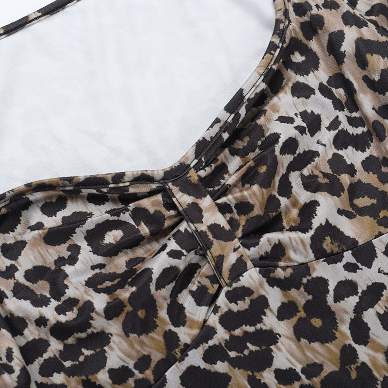 Chic Leopard Print Sweetheart Ruched Bodysuit - Long Sleeve Fall & Holiday Style for Women