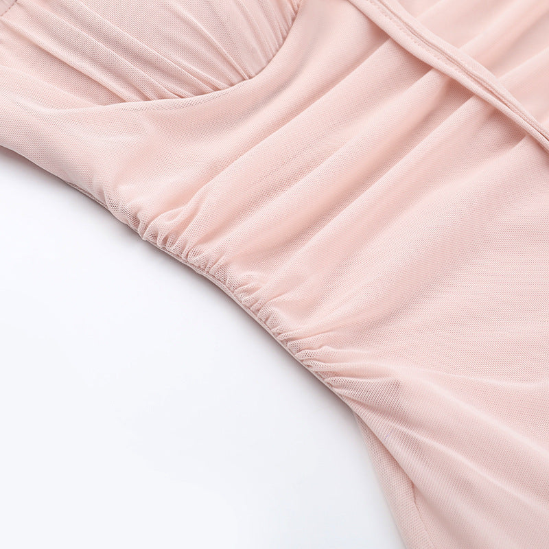 Blush Pink Satin Mermaid Maxi Dress | Elegant Ruffle Cami for Holiday Parties & Winter Getaways