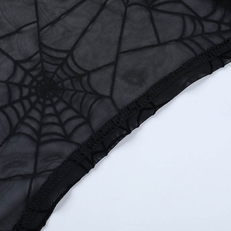 Dramatic Gothic Spiderweb Mesh Bolero Shrug Top - Halloween & Vampire Queen Style