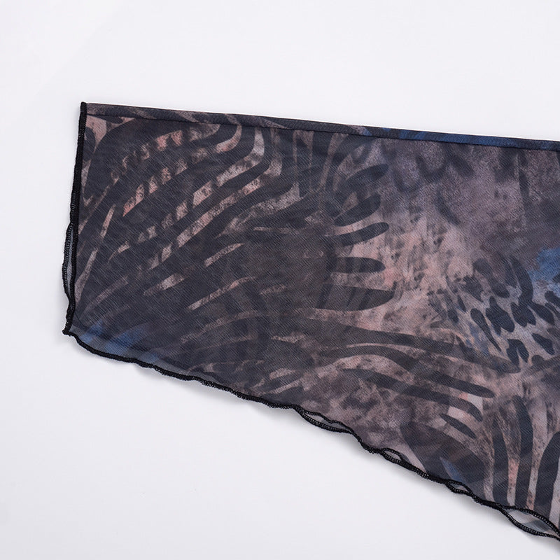 Wild Orchid Mesh Animal Print Off-Shoulder Crop Top & Mini Skirt Set - Your Go-To for Fall/Holiday Parties