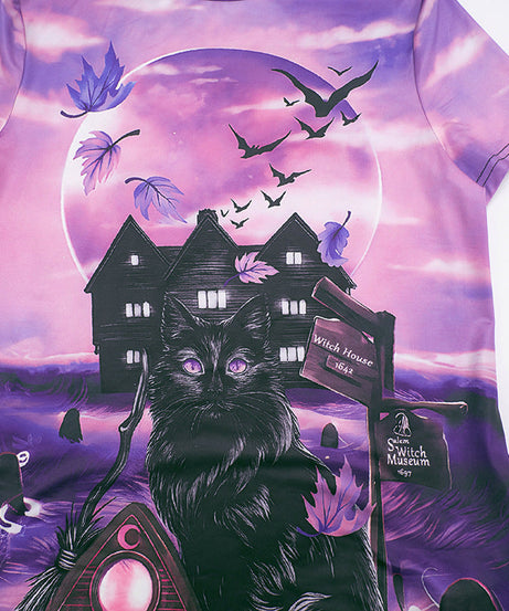 Enchanted Black Cat & Ouija Board Mini Dress - Your Ultimate Halloween & Spooky Season Style!
