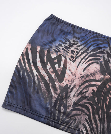 Wild Orchid Mesh Animal Print Off-Shoulder Crop Top & Mini Skirt Set - Your Go-To for Fall/Holiday Parties