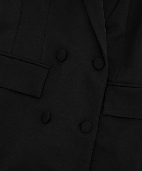 Chic Black Double-Breasted Blazer Mini Dress - Fall & Holiday Party Ready