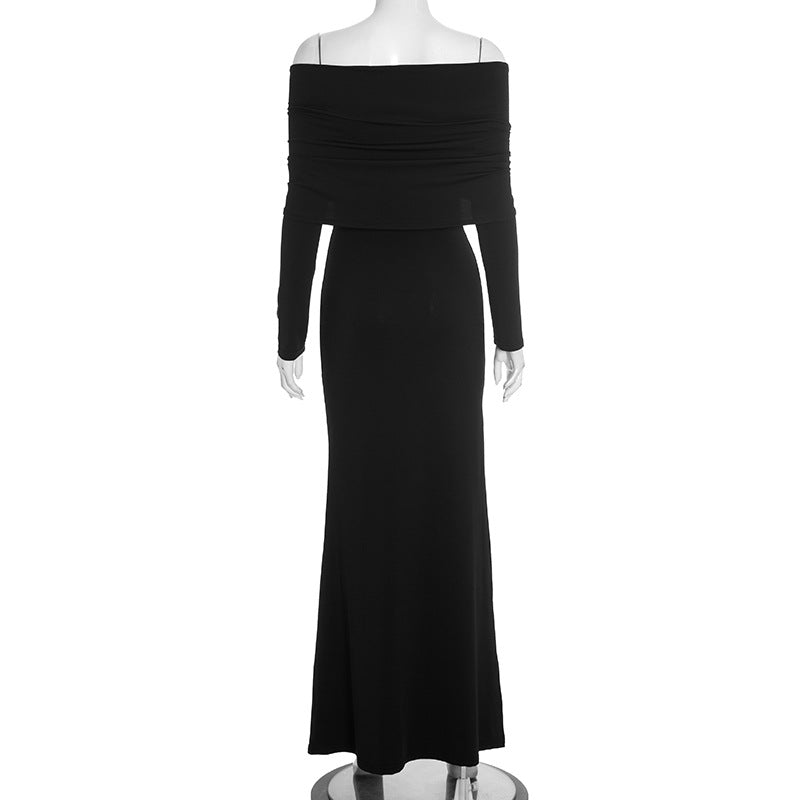 The 'Midnight Glamour' Off-Shoulder Ruched Maxi Dress - Perfect for Holiday Parties & Elegant Evenings
