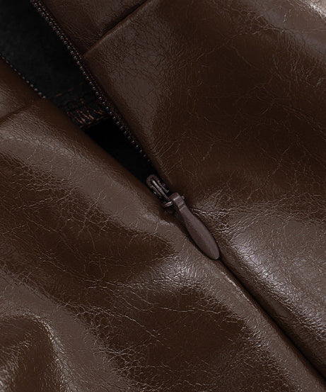 Chic Brown Faux Leather Puffed Hem Mini Skirt - Your Fall & Holiday Essential