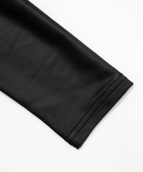 Unleash Your Edge: Sleek Faux Leather Cut-Out Crop Top - Mock Neck Zip-Up Long Sleeve for Fall & Holiday Parties