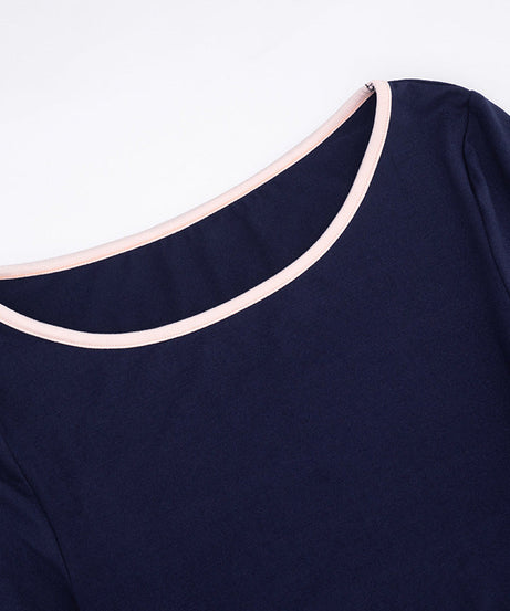 Effortless Fall Comfort: Chic Navy Long Sleeve Crop Top & High-Waisted Shorts Set