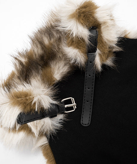 Glamorous Chevron Faux Fur Halter Top: Backless Style for Fall & Winter Celebrations