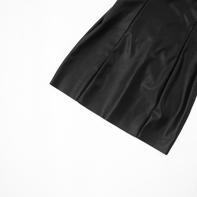 Sleek Black Faux Leather Bodycon Mini Dress - Your Go-To for Fall Parties & Holiday Glam