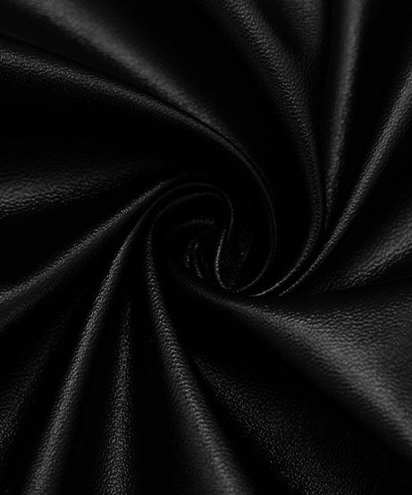 American Chic Faux Leather Zip-Up Top - Edgy Collared Split Hem for Fall & Holiday Style