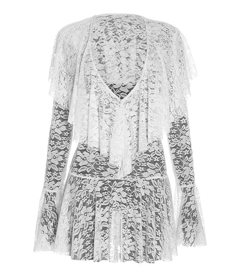 Enchanting White Lace Deep V Ruffle Mini Dress – Your Ethereal Pick for Halloween & Holiday Glam