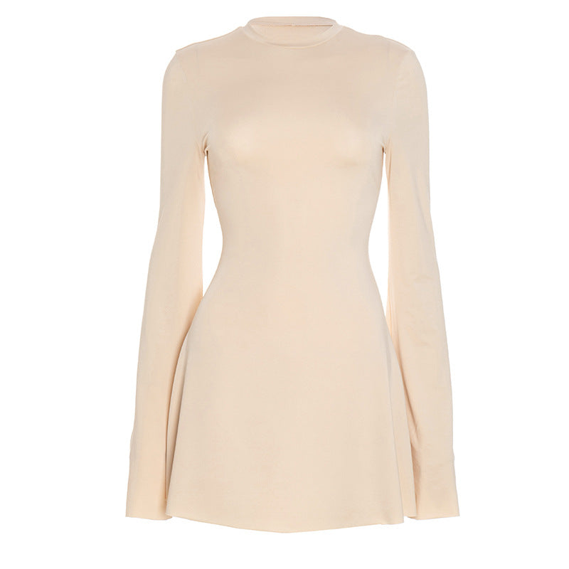 The Cozy Chic Nude Long Sleeve Mini Dress | Flattering Bodycon Fit - Your Fall & Winter Essential