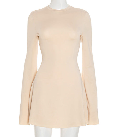 The Cozy Chic Nude Long Sleeve Mini Dress | Flattering Bodycon Fit - Your Fall & Winter Essential