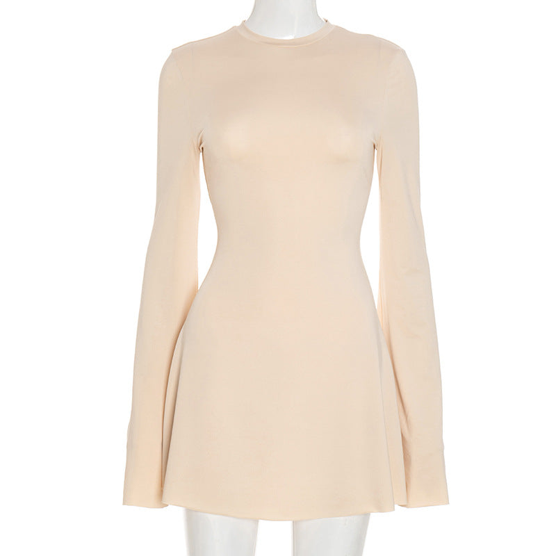 The Cozy Chic Nude Long Sleeve Mini Dress | Flattering Bodycon Fit - Your Fall & Winter Essential