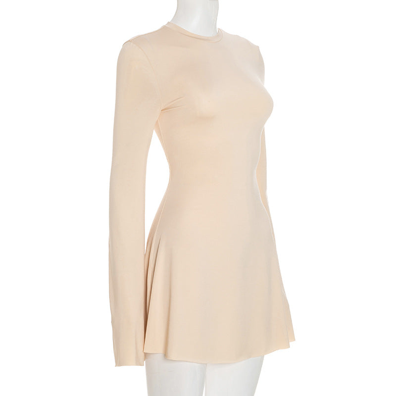 The Cozy Chic Nude Long Sleeve Mini Dress | Flattering Bodycon Fit - Your Fall & Winter Essential