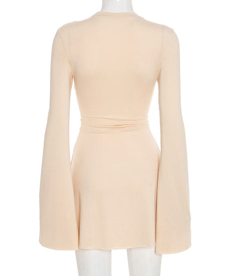 The Cozy Chic Nude Long Sleeve Mini Dress | Flattering Bodycon Fit - Your Fall & Winter Essential