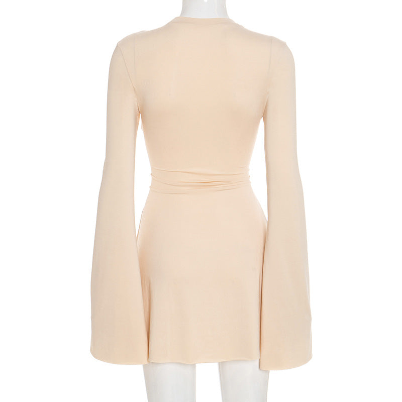 The Cozy Chic Nude Long Sleeve Mini Dress | Flattering Bodycon Fit - Your Fall & Winter Essential