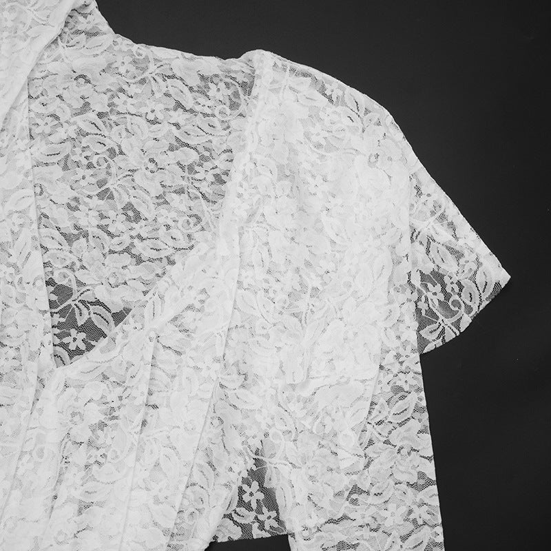 Enchanting White Lace Deep V Ruffle Mini Dress – Your Ethereal Pick for Halloween & Holiday Glam