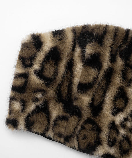 Fall/Winter Glam: Leopard Faux Fur Tube Top & Mini Skirt Set