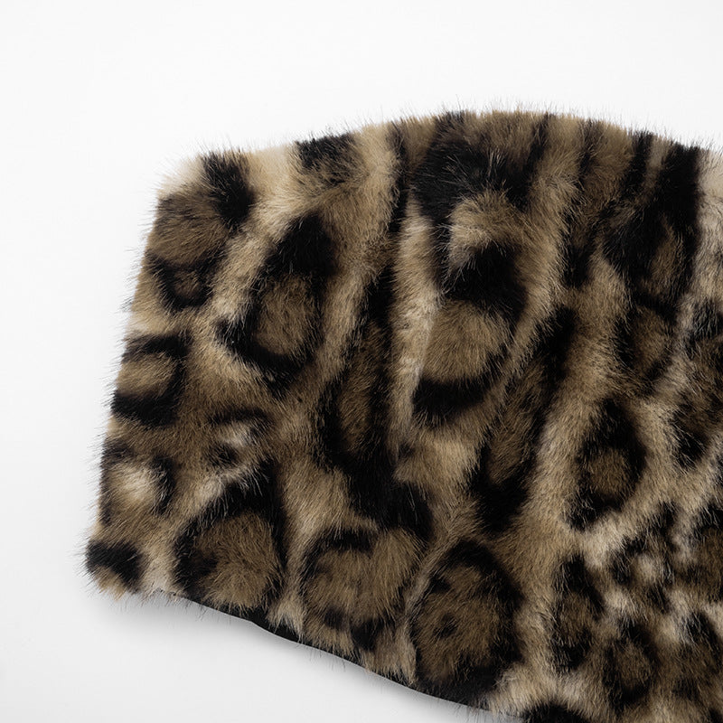 Fall/Winter Glam: Leopard Faux Fur Tube Top & Mini Skirt Set