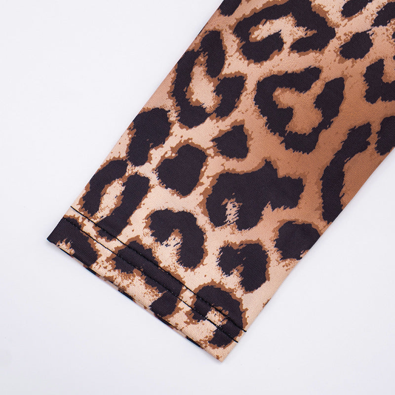 Fierce & Chic: Long Sleeve Leopard Print Maxi Dress with Daring Cutout - Your Fall & Holiday Statement Piece