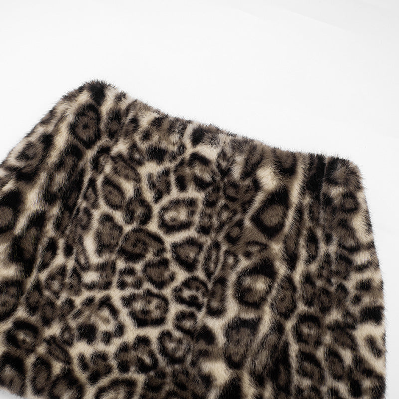 Fall/Winter Glam: Leopard Faux Fur Tube Top & Mini Skirt Set