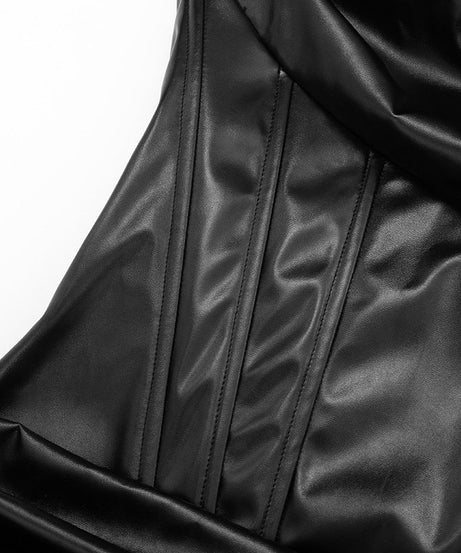 Sultry Faux Leather Corset Mini Dress - Strapless Ruched Bodycon for Holiday & NYE Parties