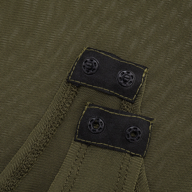 Chic Olive Green Mesh Wrap Bodysuit: High Neck, Cutout Long Sleeve – Your Fall & Holiday Statement Piece