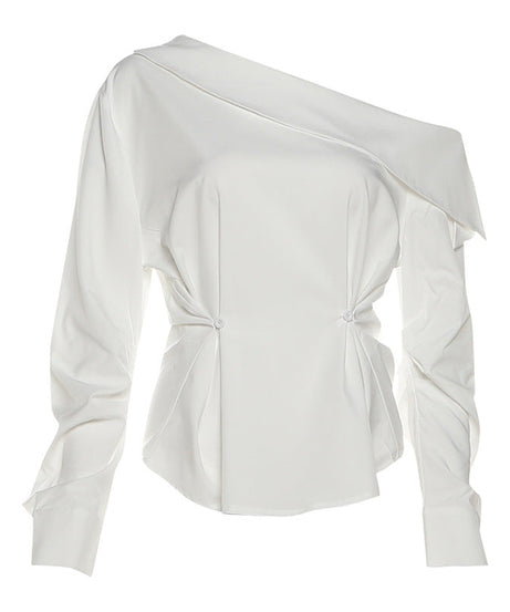 Asymmetrical Draped One-Shoulder Blouse | Effortless Fall & Holiday Glam