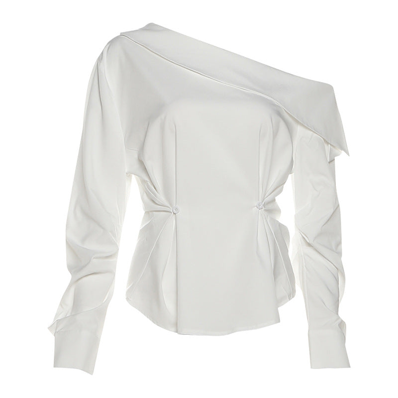 Asymmetrical Draped One-Shoulder Blouse | Effortless Fall & Holiday Glam