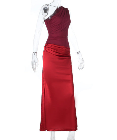 Head-Turning One-Shoulder Ruched Maxi Dress - Your Elegant Red Gala & Holiday Party Gown