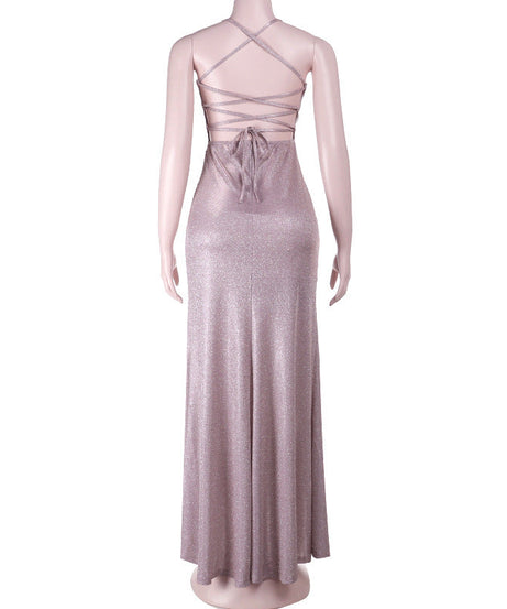 Shimmering Lavender Ruched Slit Maxi Dress - Holiday & NYE Glam