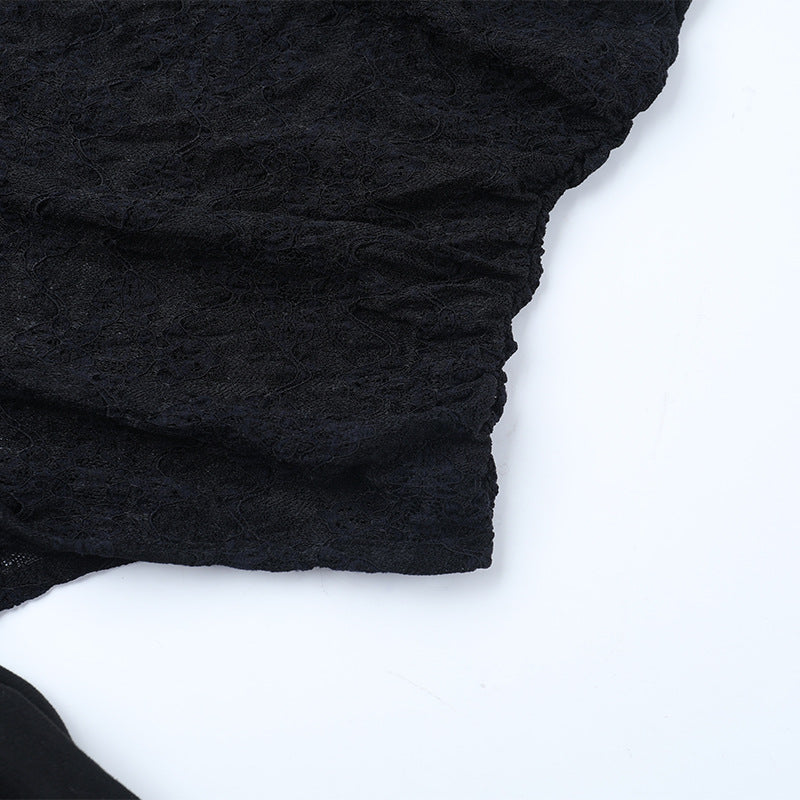 Glamorous Black Lace Long-Sleeve Maxi Dress with Chic Tie-Waist - Your Go-To for Fall & Holiday Events