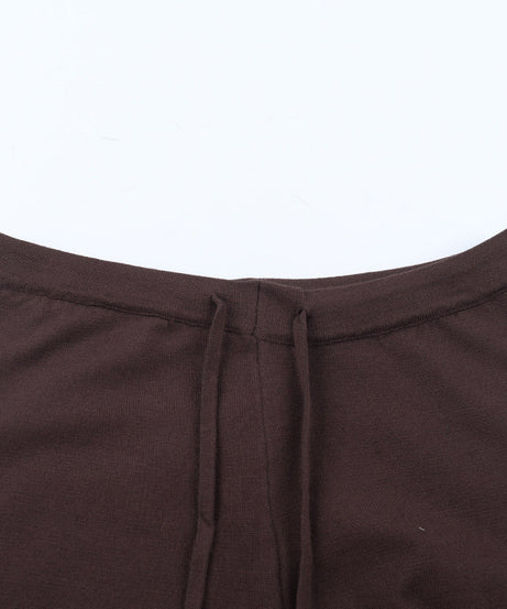 Cozy Chic Knit Lounge Set: Women's V-Neck Wrap Top & Wide-Leg Pants - Perfect for Fall & Holiday Comfort