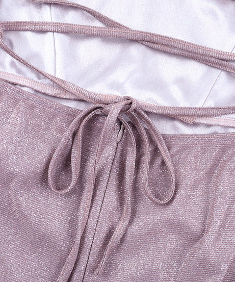 Shimmering Lavender Ruched Slit Maxi Dress - Holiday & NYE Glam