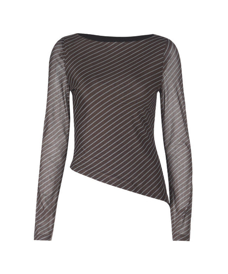 Effortless Chic Asymmetrical Striped Long Sleeve Top - Fall & Winter Layering Essential