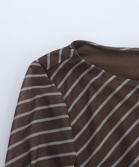 Effortless Chic Asymmetrical Striped Long Sleeve Top - Fall & Winter Layering Essential