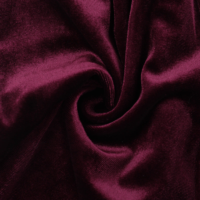 Chic Burgundy Velvet Romper | Long Sleeve Choker Neck Playsuit for Holiday Parties & Nights Out