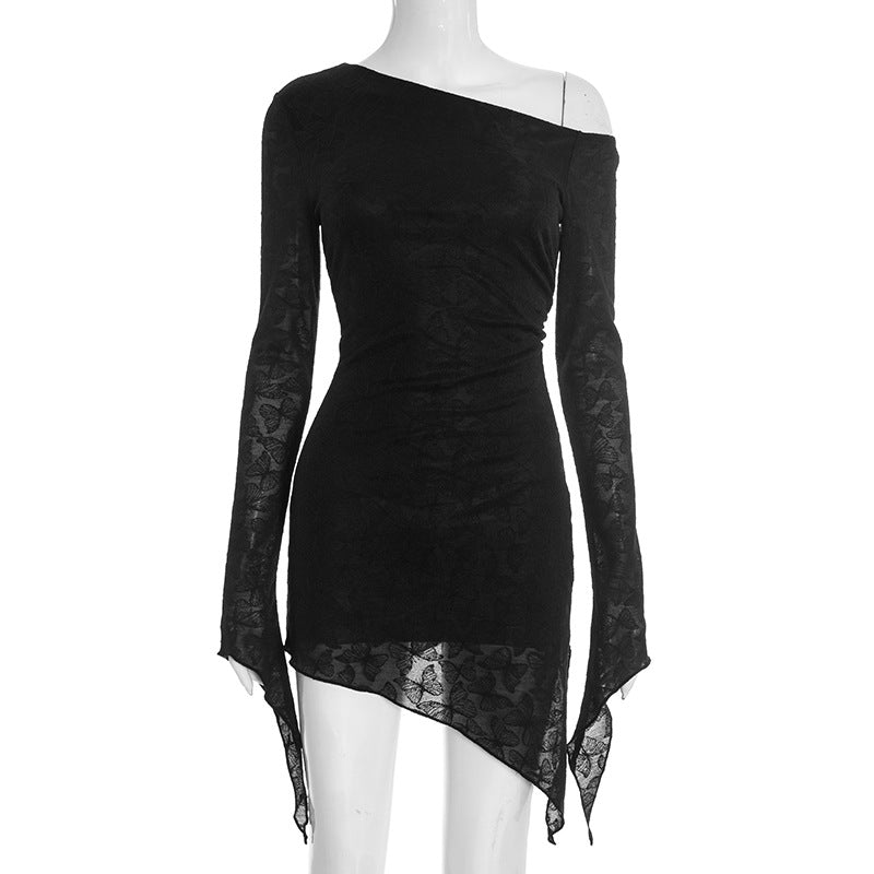 Sultry Black Butterfly One-Shoulder Mini Dress - Your Holiday Party & NYE Statement
