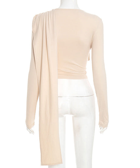Chic Asymmetrical Drape Panel Top - Effortless Fall & Holiday Style