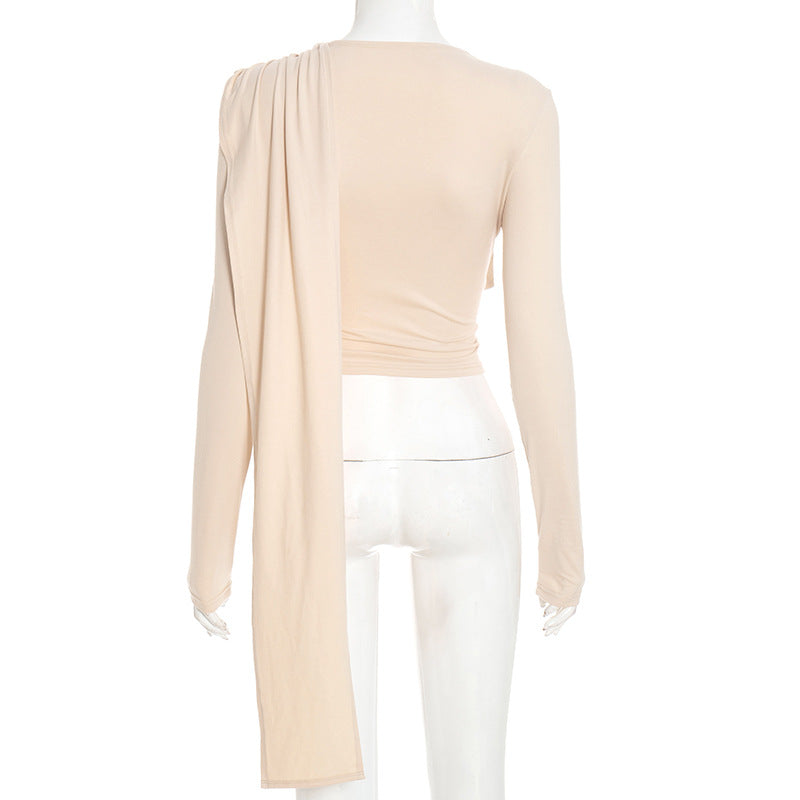 Chic Asymmetrical Drape Panel Top - Effortless Fall & Holiday Style