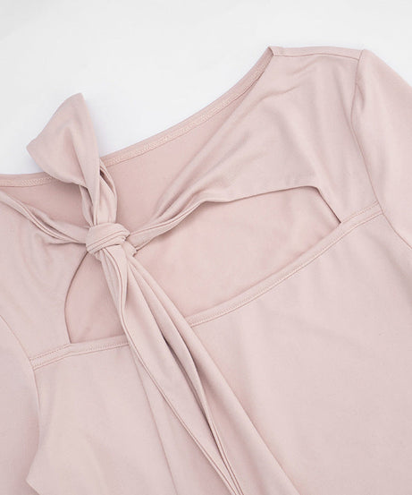 Blush Elegance: The Tie-Front Cutout Long Sleeve Top - Fall & Holiday Style