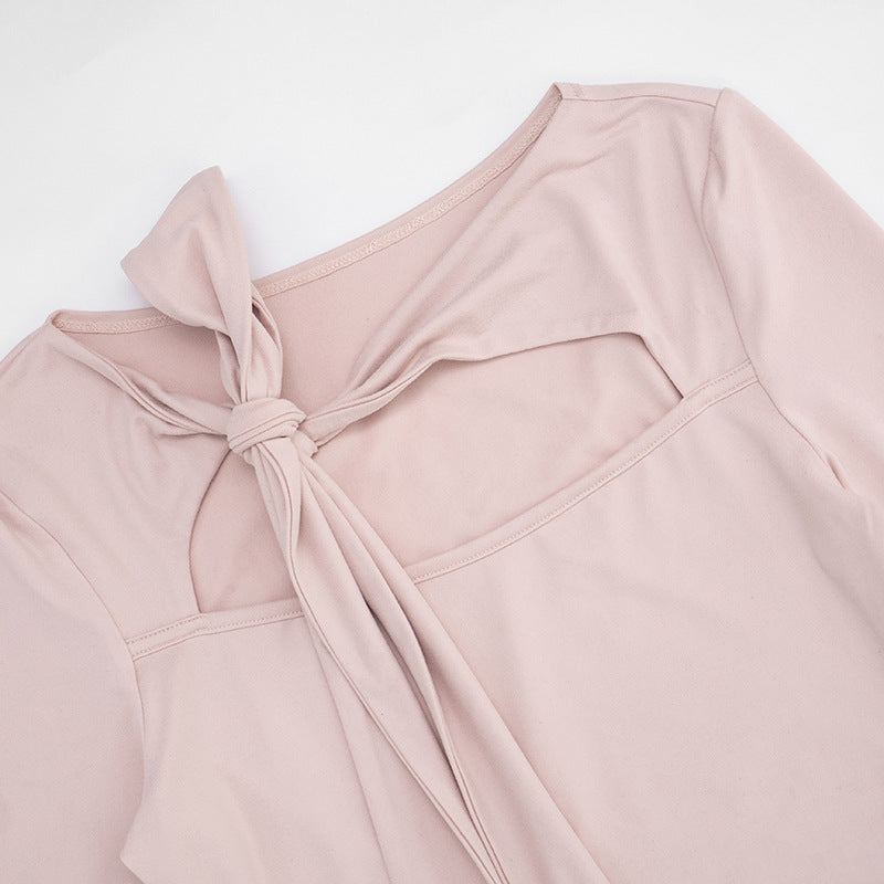 Blush Elegance: The Tie-Front Cutout Long Sleeve Top - Fall & Holiday Style