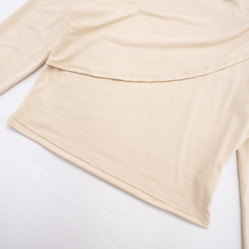 Chic Asymmetrical Drape Panel Top - Effortless Fall & Holiday Style