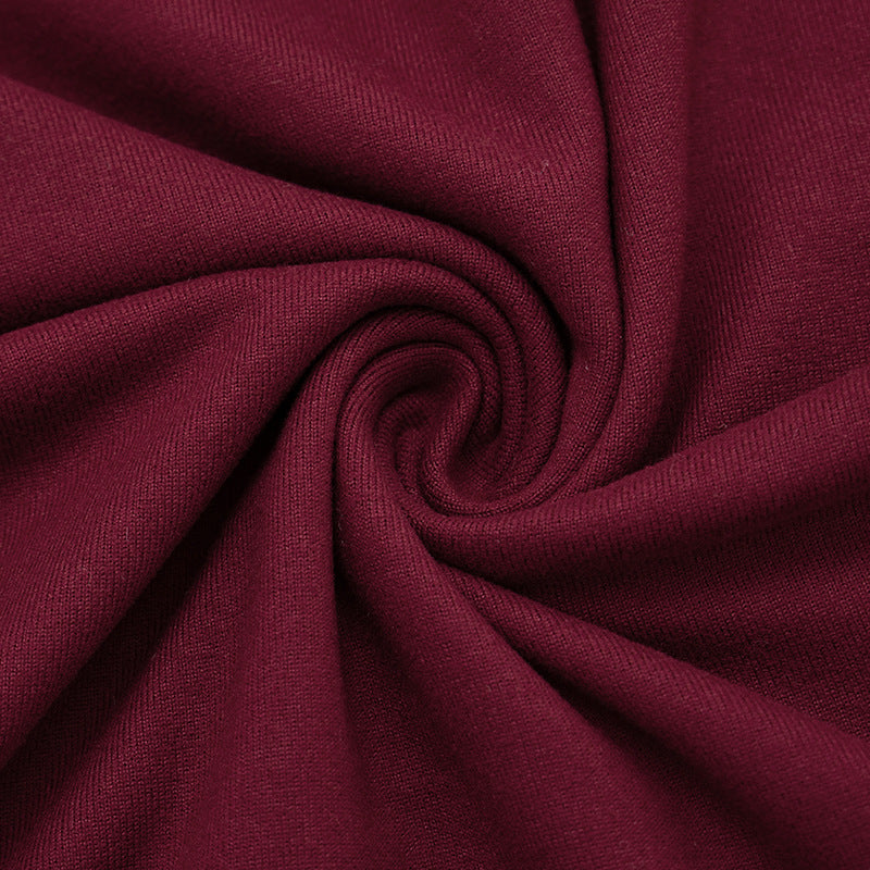 Chic Burgundy Mock Neck Mini Dress with Satin Skirt Detail | Fall & Holiday Party Ready