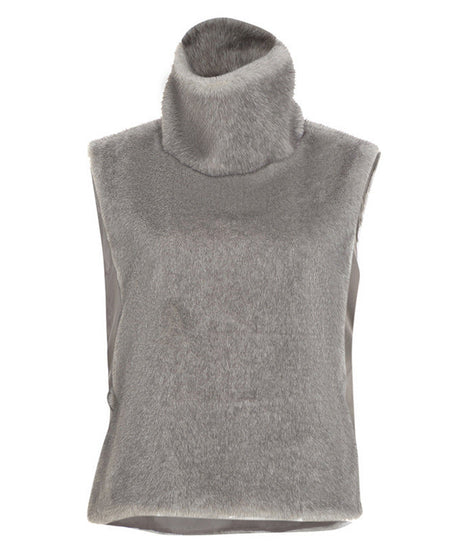 Luxe Faux Fur Turtleneck Top | Cozy Sleeveless Style for Holiday Layering
