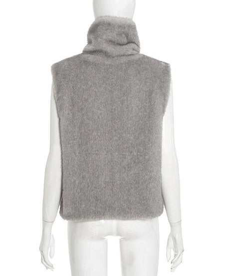 Luxe Faux Fur Turtleneck Top | Cozy Sleeveless Style for Holiday Layering
